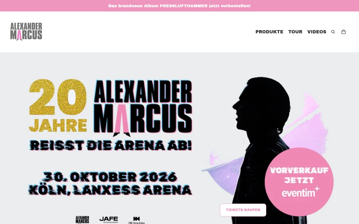Website von ALEXANDER MARCUS – Desktopansicht: ALEXANDER MARCUS OFFICIAL SITE