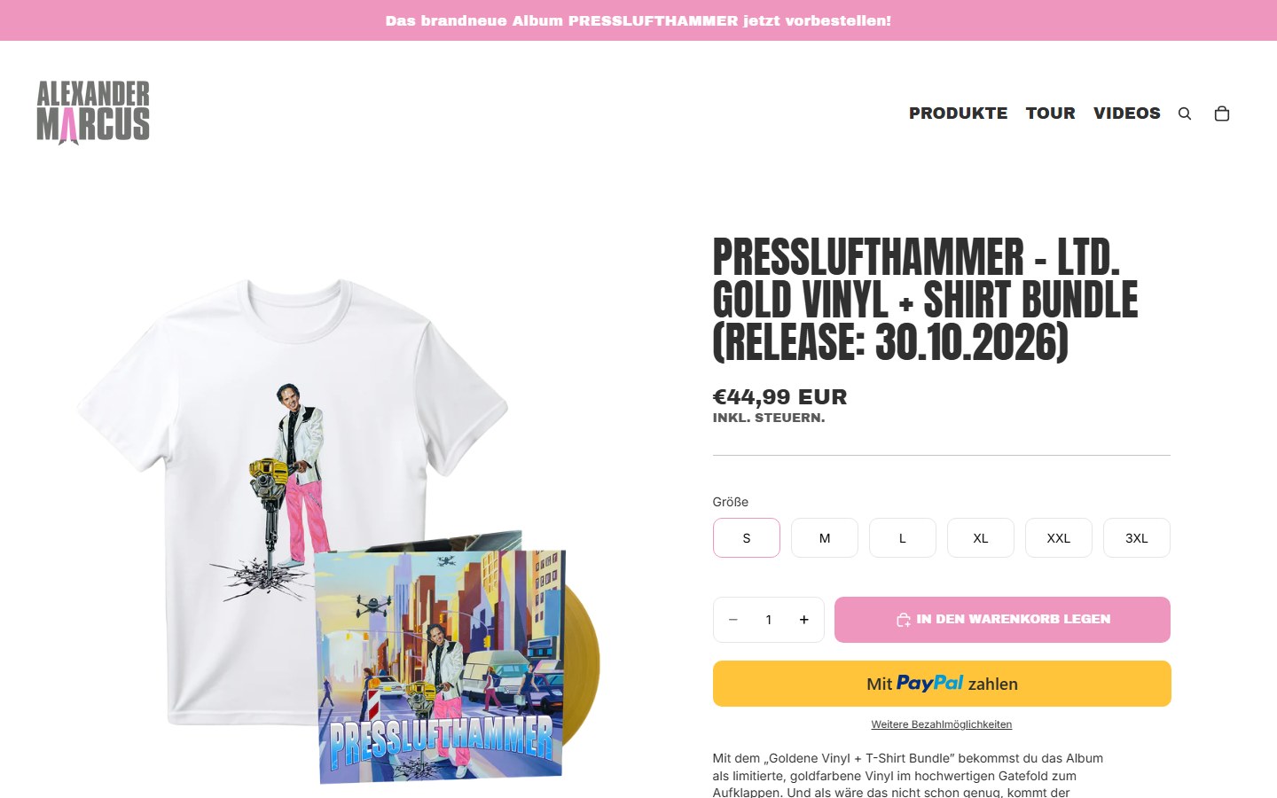 Website von ALEXANDER MARCUS – Desktopansicht: PRESSLUFTHAMMER