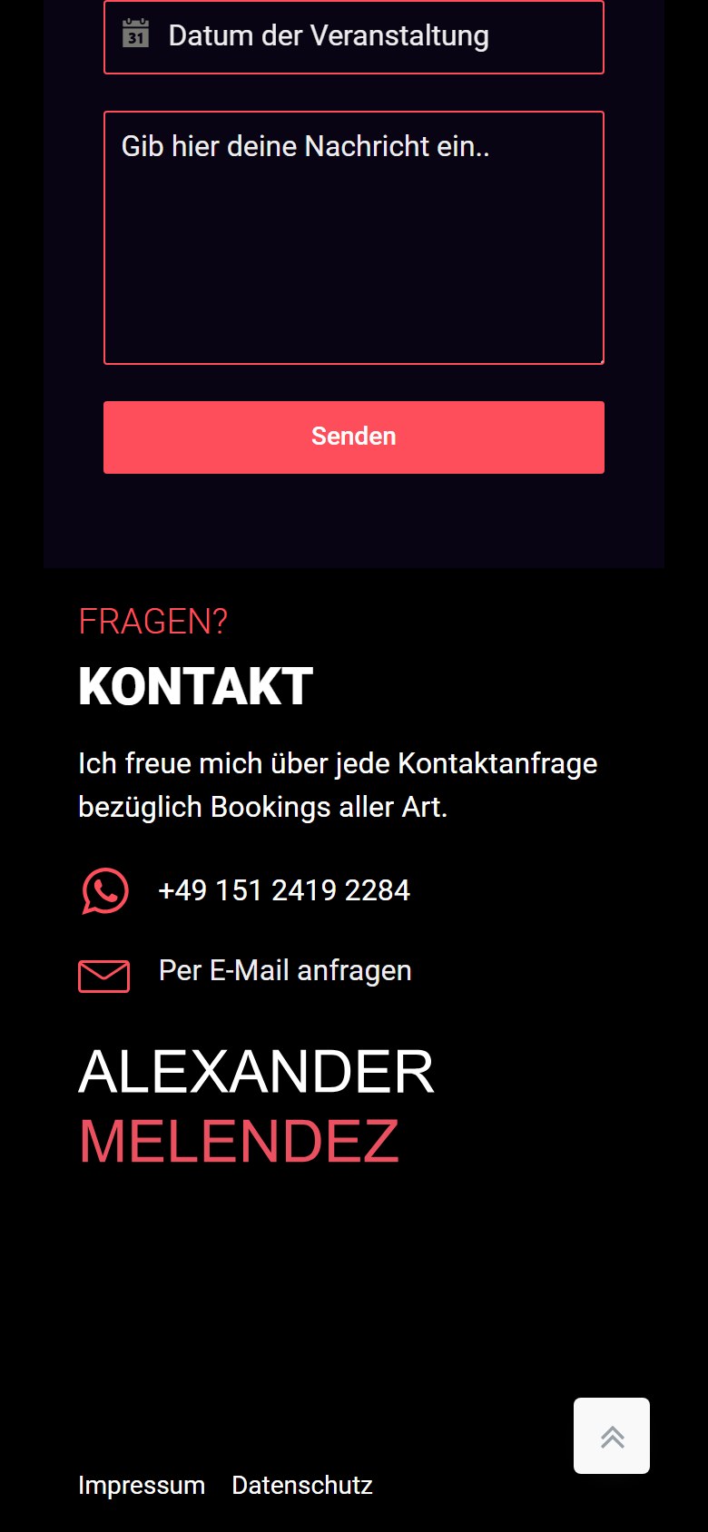Website von Alexander Melendez – Handyansicht: ALEXANDER MELENDEZ OFFICIAL