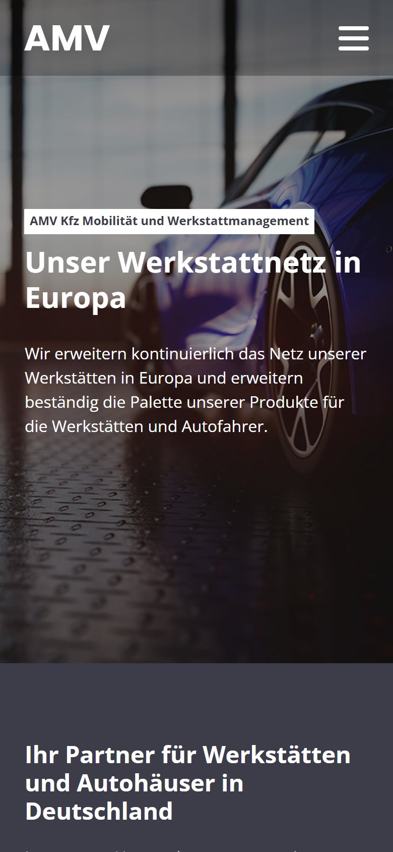 Website von AMV – Handyansicht