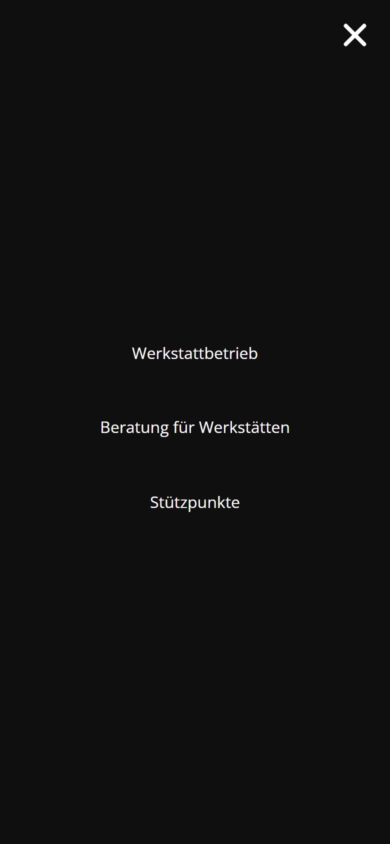 Website von AMV in der Handyansicht mit geöffnetem Menü