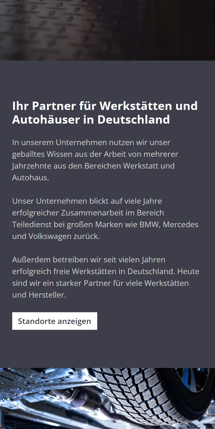 Website von AMV – Handyansicht: Ihr Partner für Werkstätten und Autohäuser in Deutschland