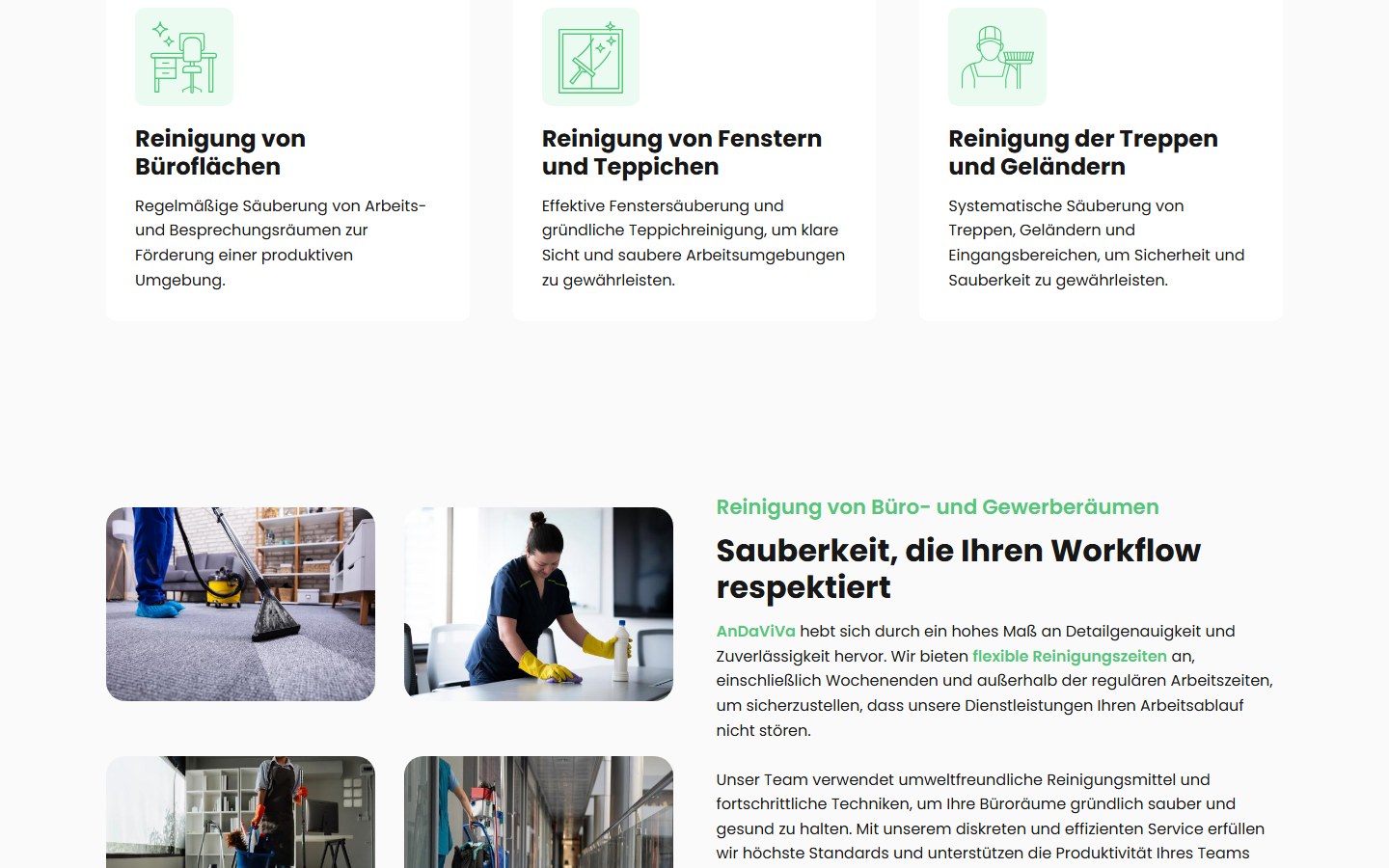 Website von AnDaViVa – Desktopansicht
