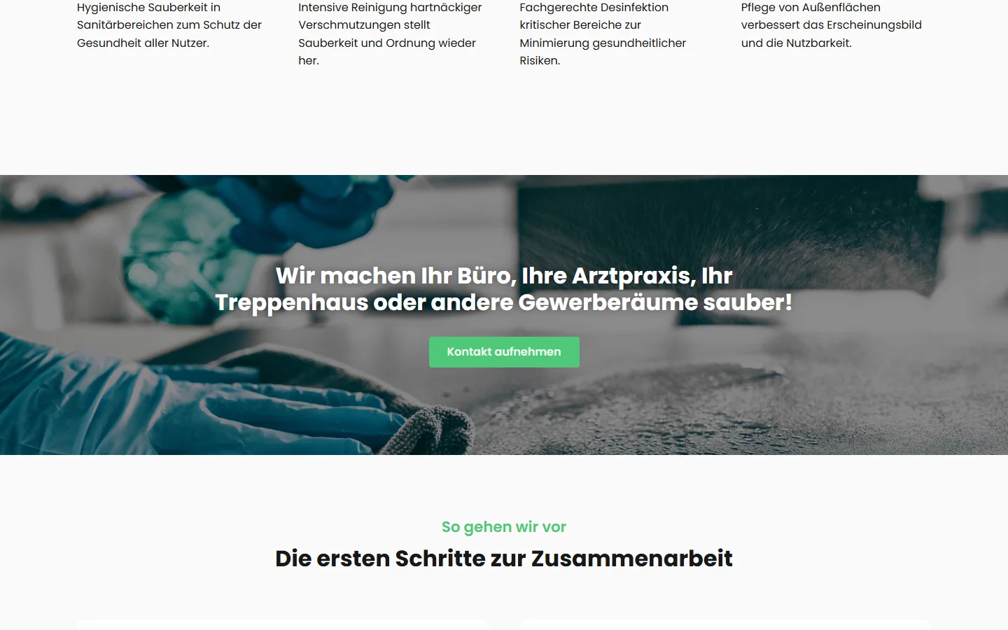 Website von AnDaViVa – Desktopansicht: Wir machen Ihr Büro, Ihre Arztpraxis, Ihr Treppenhaus oder andere Gewe