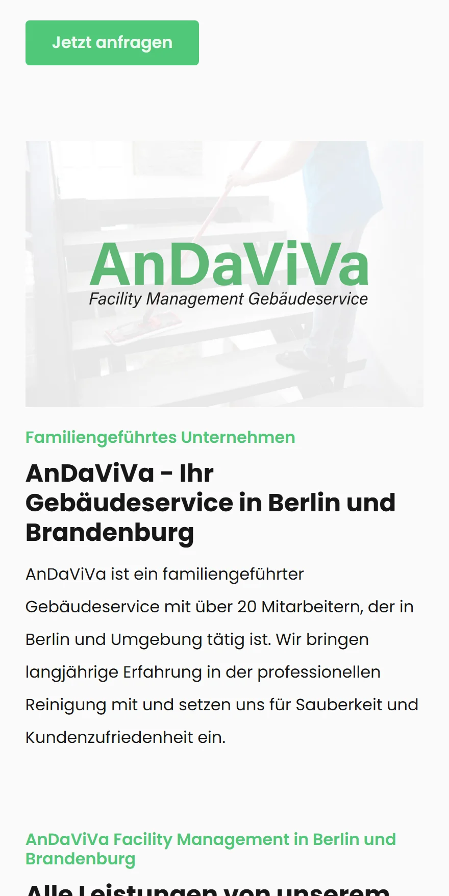 Website von AnDaViVa – Handyansicht: Familiengeführtes Unternehmen