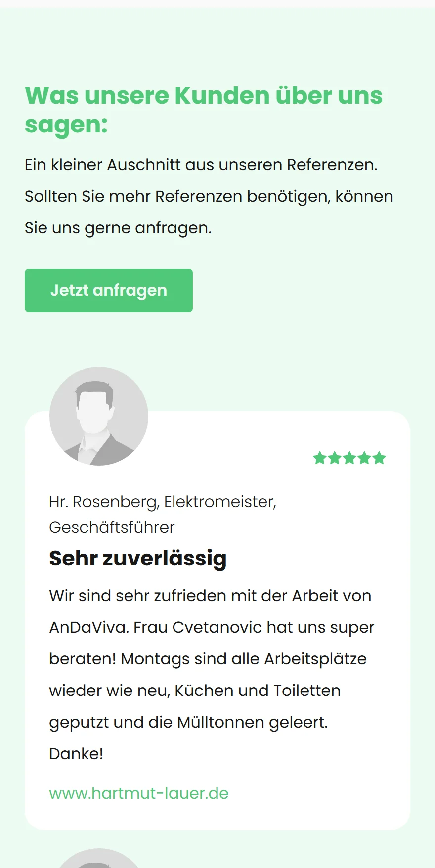 Website von AnDaViVa – Handyansicht: Was unsere Kunden über uns sagen: