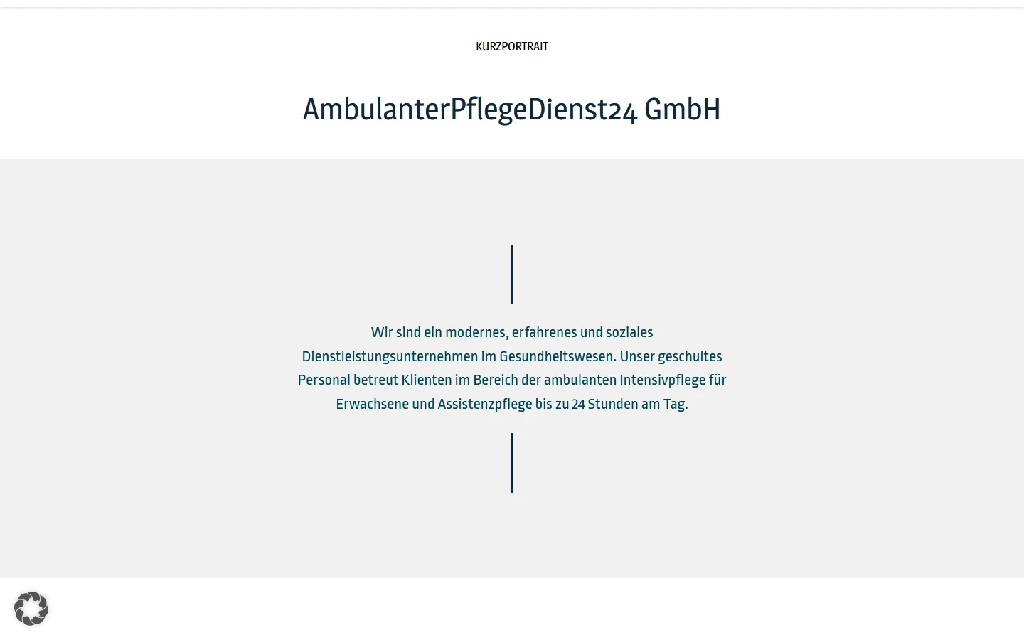 Website von APD24 Pflegedienst – Desktopansicht: Über uns