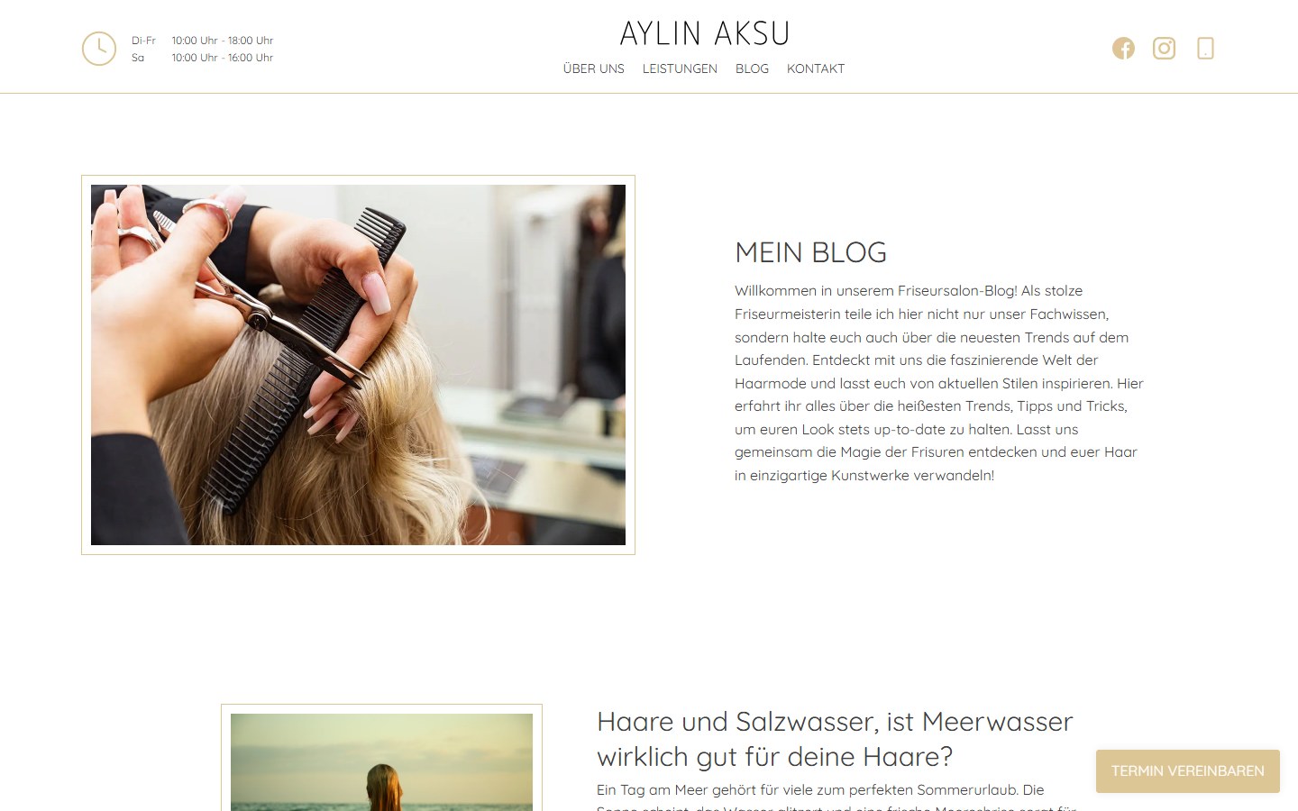 Website von Aylin Aksu – Desktopansicht: Blog