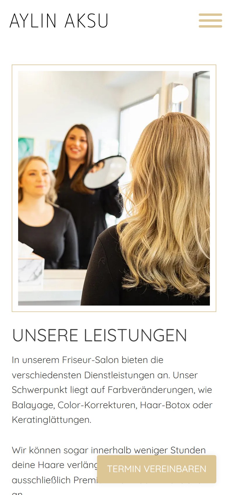Website von Aylin Aksu – Handyansicht: Leistungen