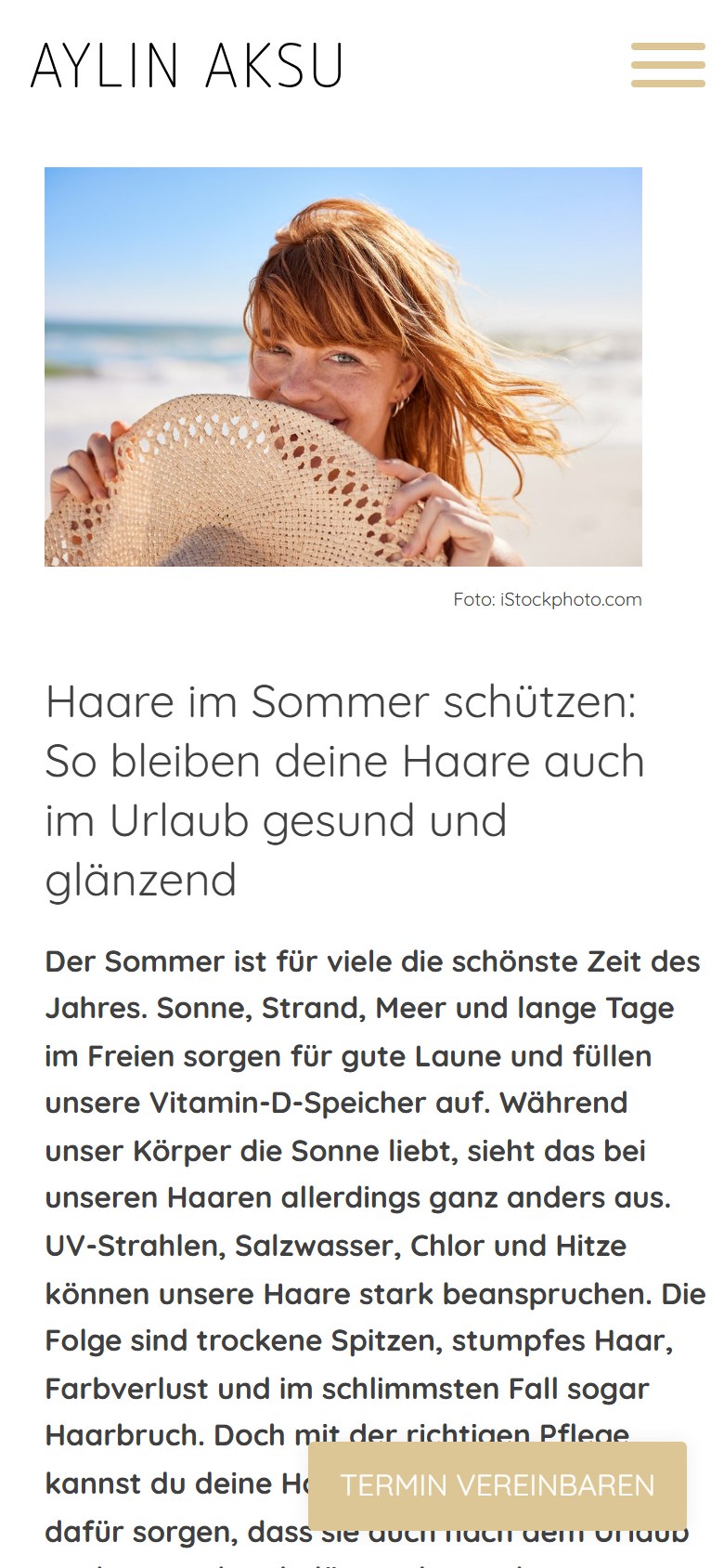 Website von Aylin Aksu – Handyansicht: Haare im Sommer schützen: So bleiben deine Haare auch im Url