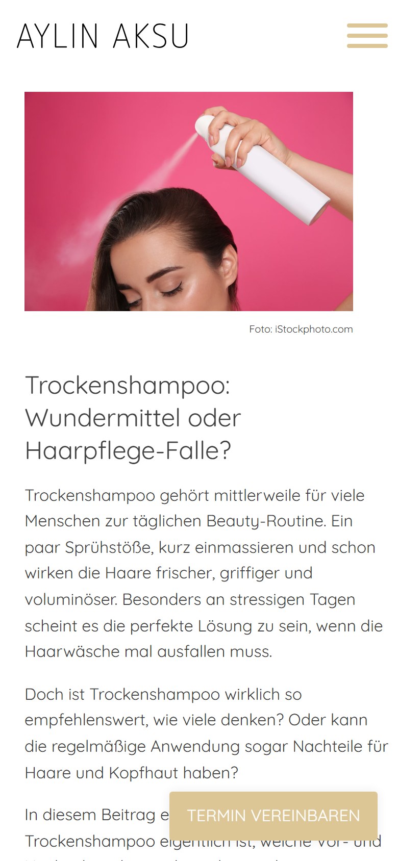 Website von Aylin Aksu – Handyansicht: Trockenshampoo: Wundermittel oder Haarpflege-Falle?