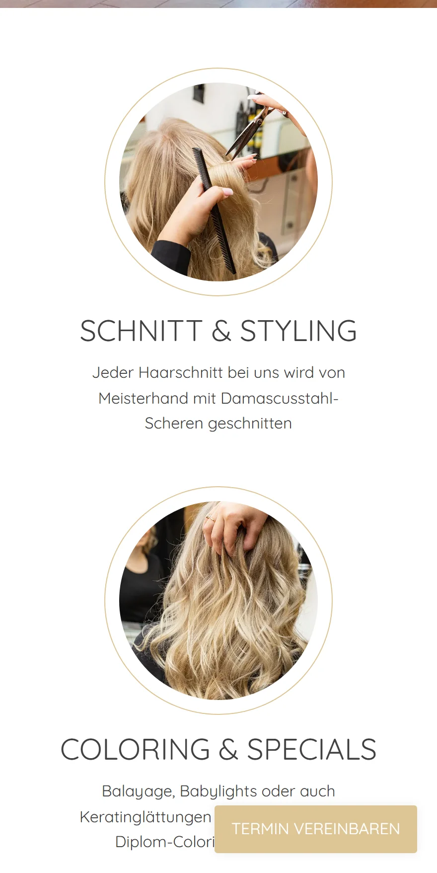 Website von Aylin Aksu – Handyansicht: SCHNITT & STYLING
