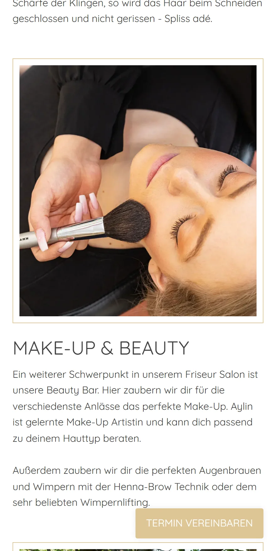 Website von Aylin Aksu – Handyansicht: MAKE-UP & BEAUTY