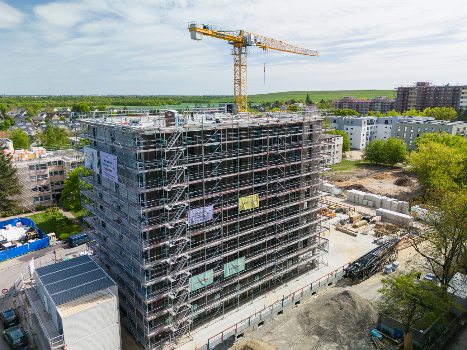 Drohnenaufnahme einer Baustellen von Boermann Baukontor GmbH. Erstellt durch den Baustellenservice vom webdesign-service.berlin
