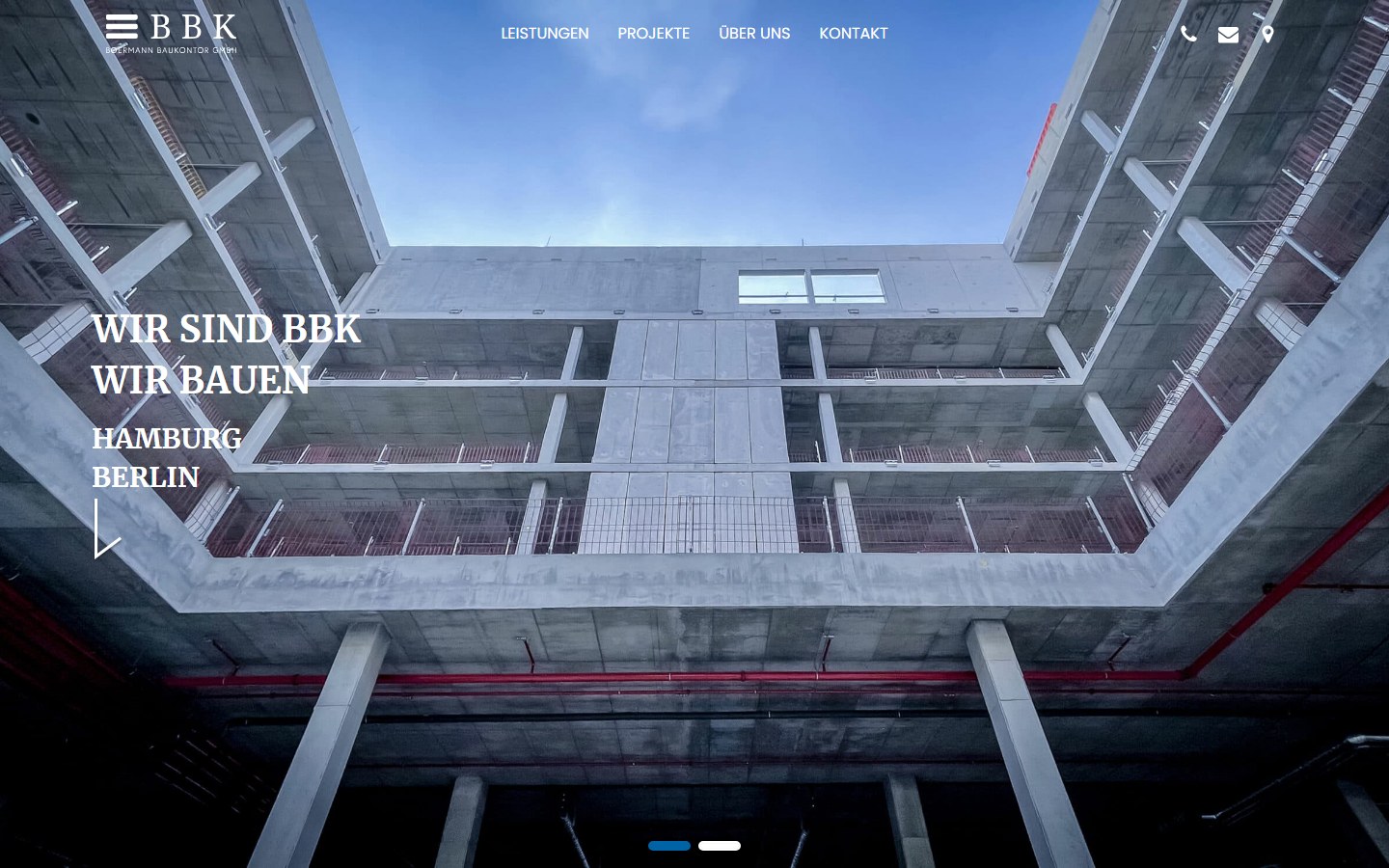 Website von Boermann Baukontor GmbH – Desktopansicht: BBK