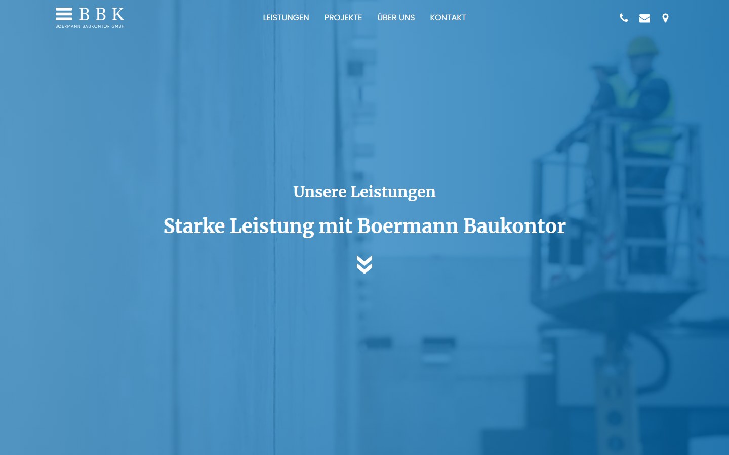 Website von Boermann Baukontor GmbH – Desktopansicht: Unsere Leistungen