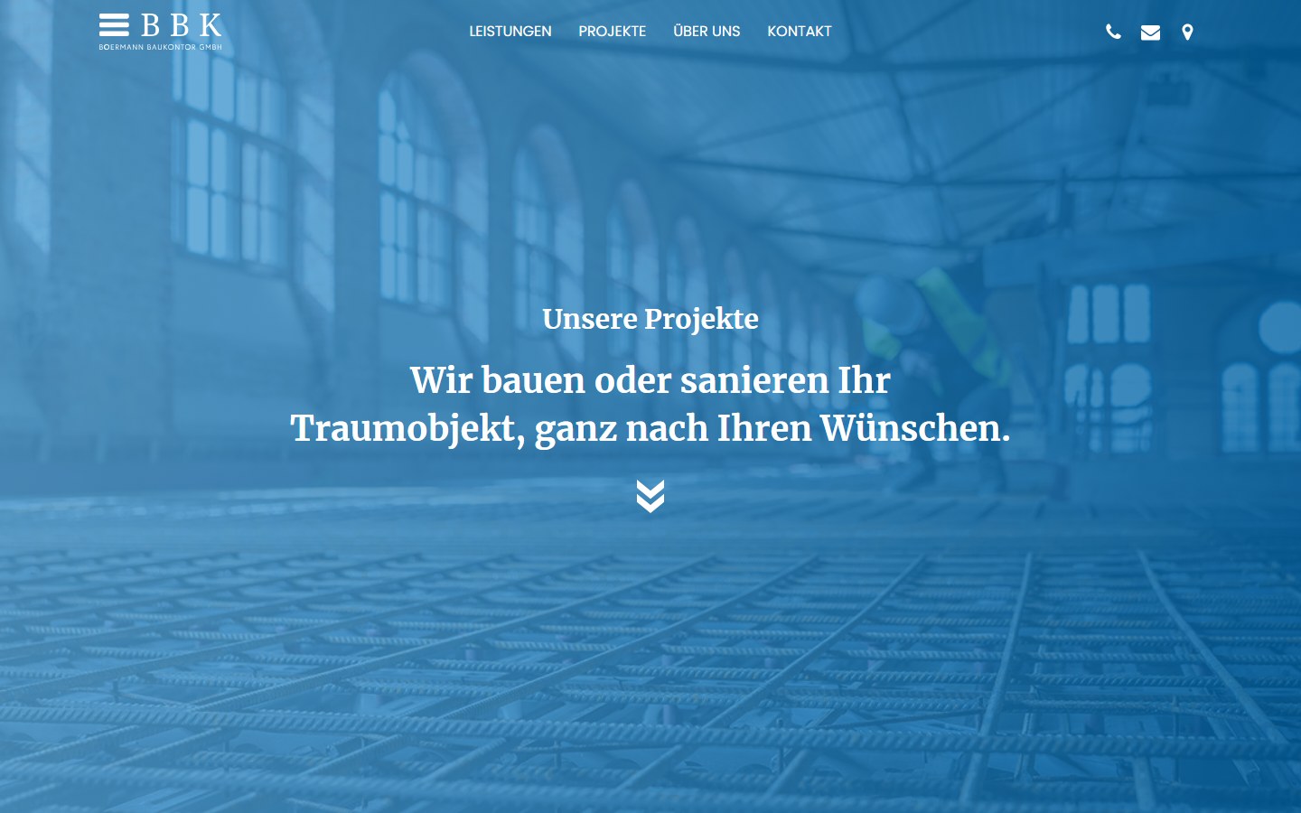 Website von Boermann Baukontor GmbH – Desktopansicht: Unsere Projekte