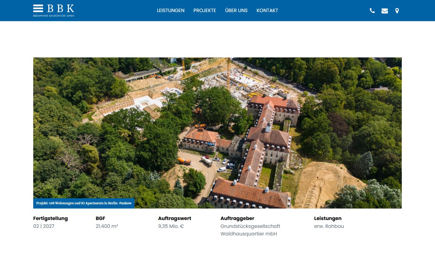 Website von Boermann Baukontor GmbH – Desktopansicht: 108 Wohnungen und 87 Apartments in Berlin-Pankow