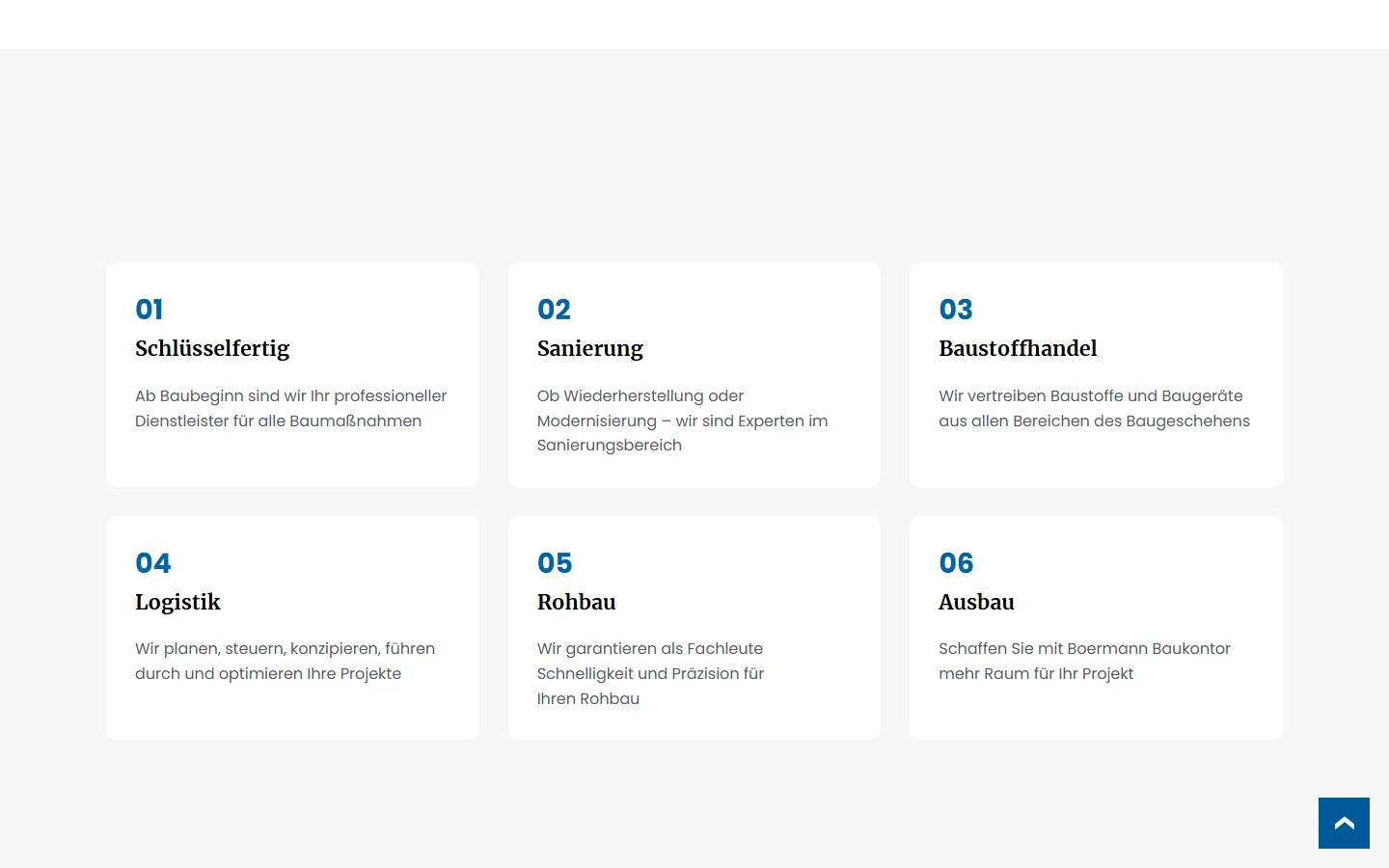 Website von Boermann Baukontor GmbH – Desktopansicht: Schlüsselfertig
