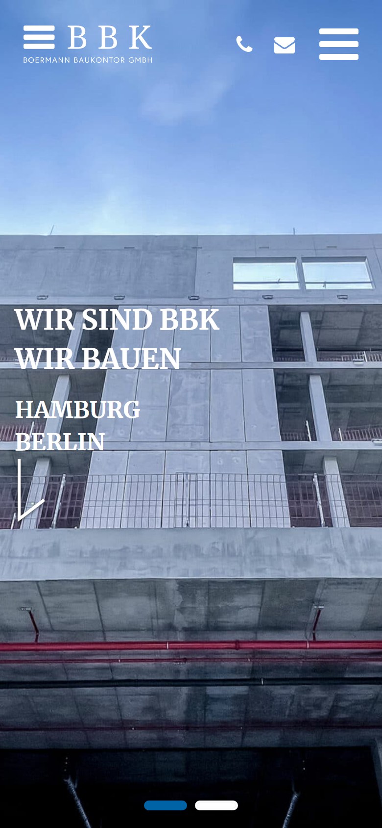 Website von Boermann Baukontor GmbH – Handyansicht: BBK