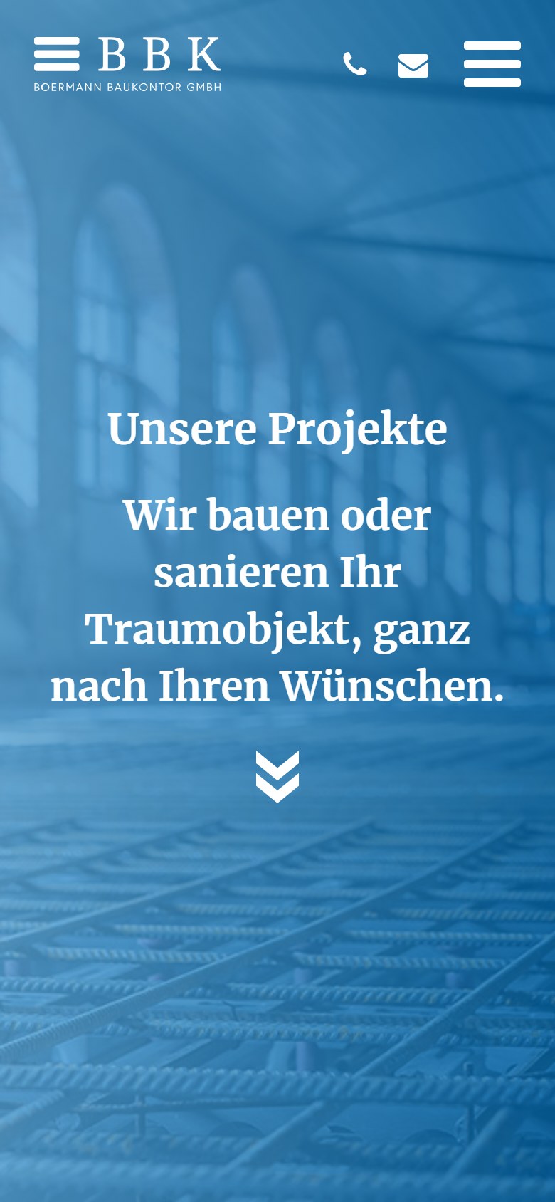 Website von Boermann Baukontor GmbH – Handyansicht: Unsere Projekte
