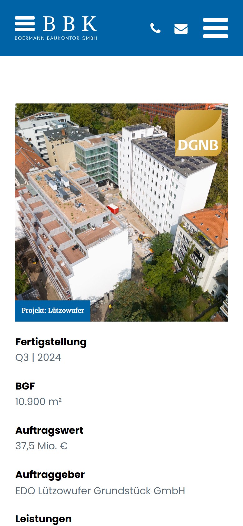 Website von Boermann Baukontor GmbH – Handyansicht: Lützowufer
