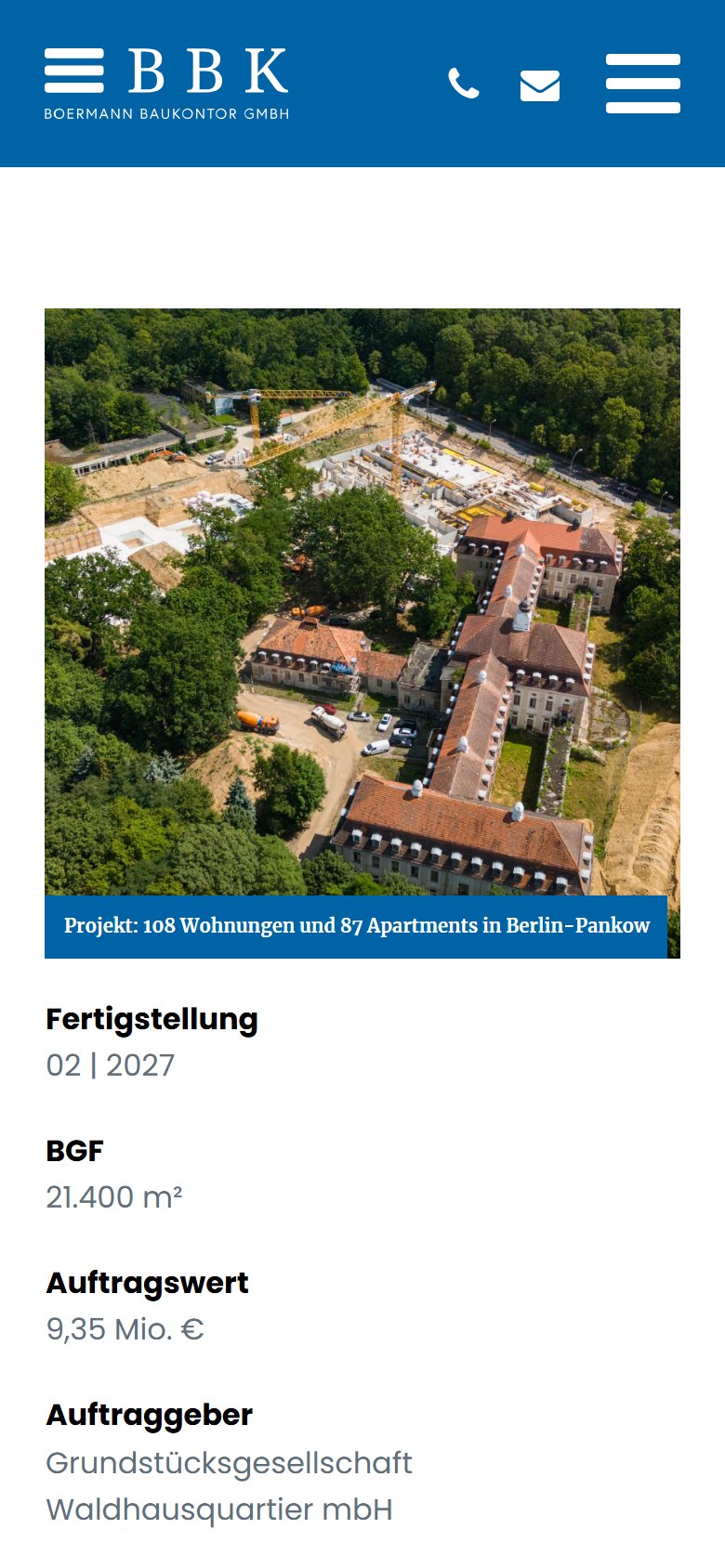 Website von Boermann Baukontor GmbH – Handyansicht: 108 Wohnungen und 87 Apartments in Berlin-Pankow