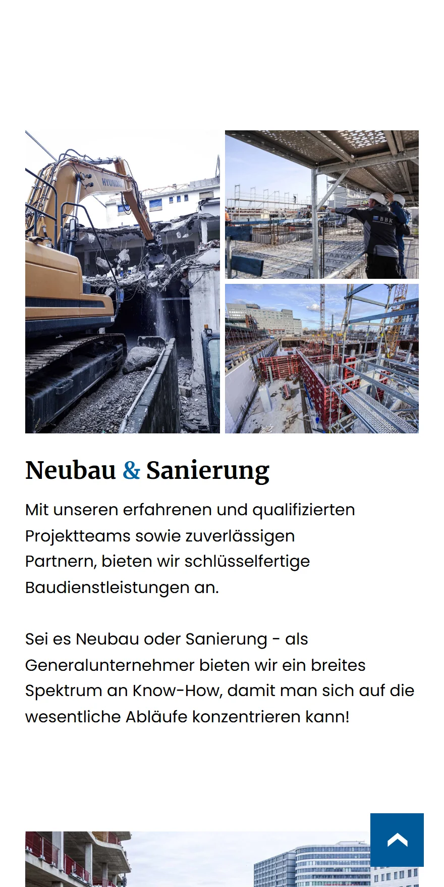Website von Boermann Baukontor GmbH – Handyansicht: Neubau & Sanierung