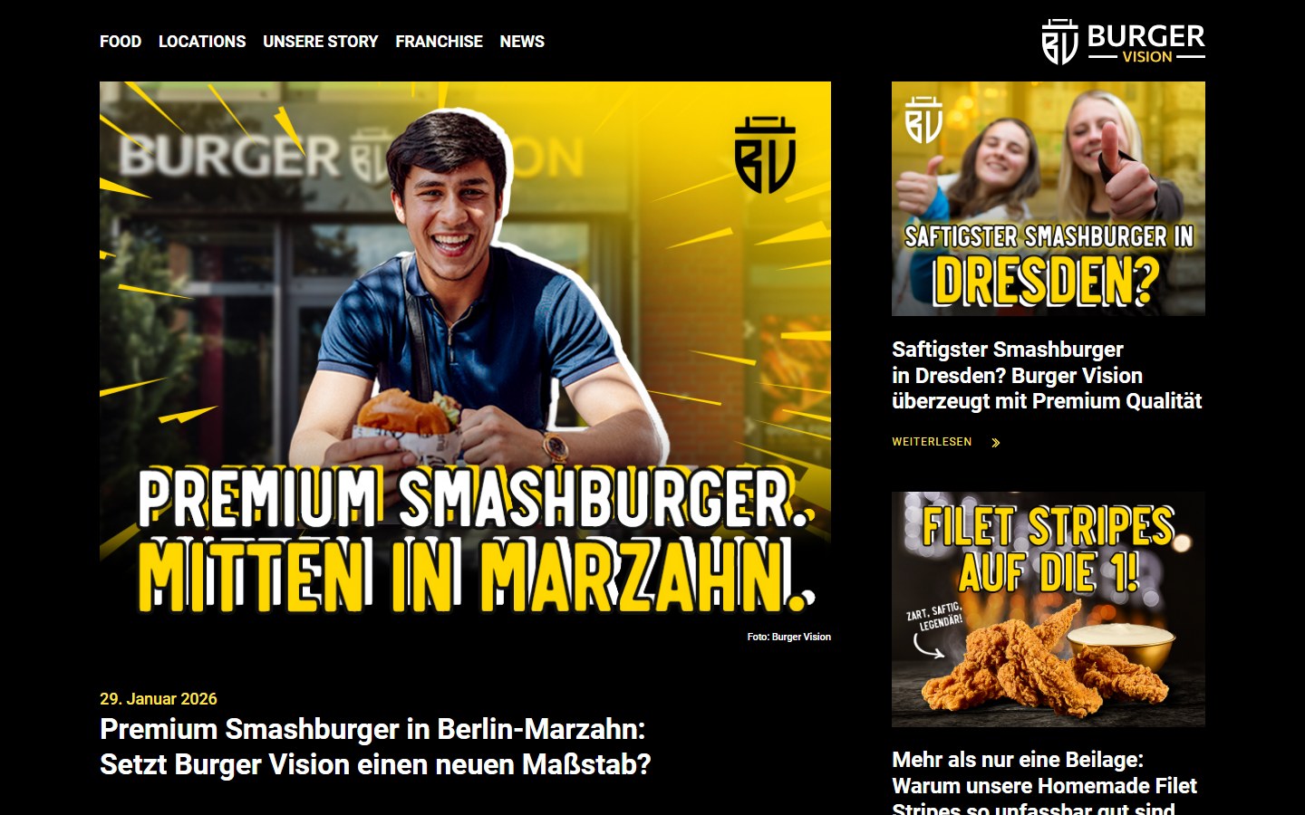 Website von BURGER VISION – Desktopansicht: Premium Smashburger in Berlin-Marzahn: Setzt Burger Vision e