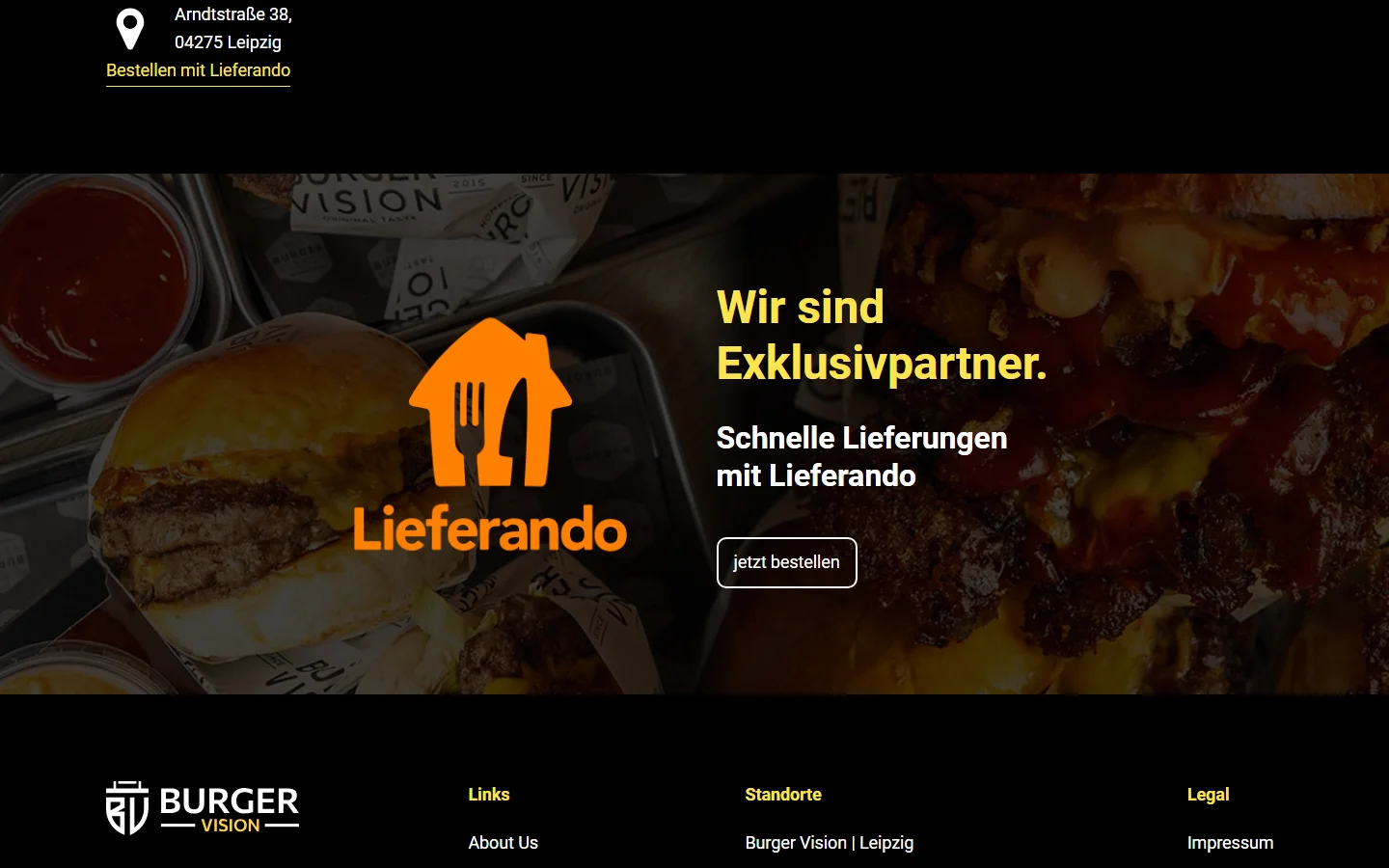 Website von BURGER VISION – Desktopansicht: Wir sind Exklusivpartner.