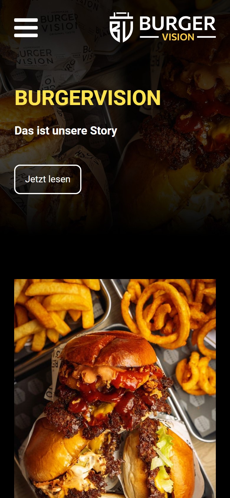Website von BURGER VISION – Handyansicht: Über uns