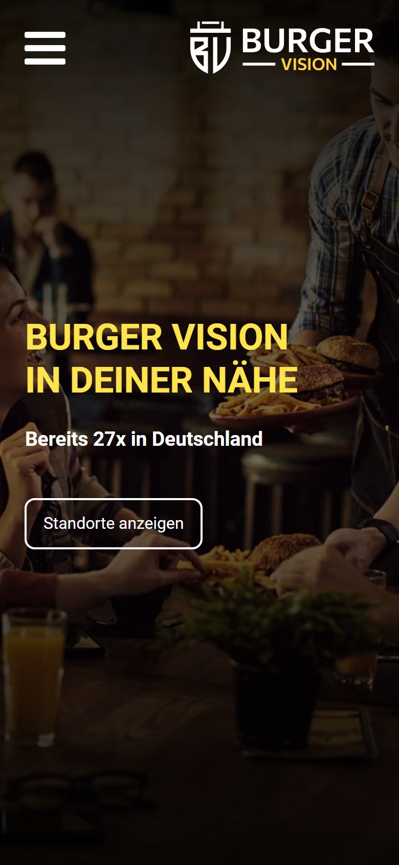 Website von BURGER VISION – Handyansicht: Locations