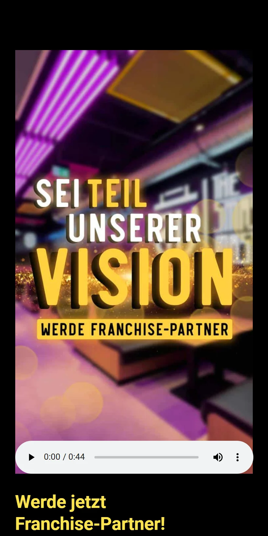 Website von BURGER VISION – Handyansicht: Werde jetzt Franchise-Partner!