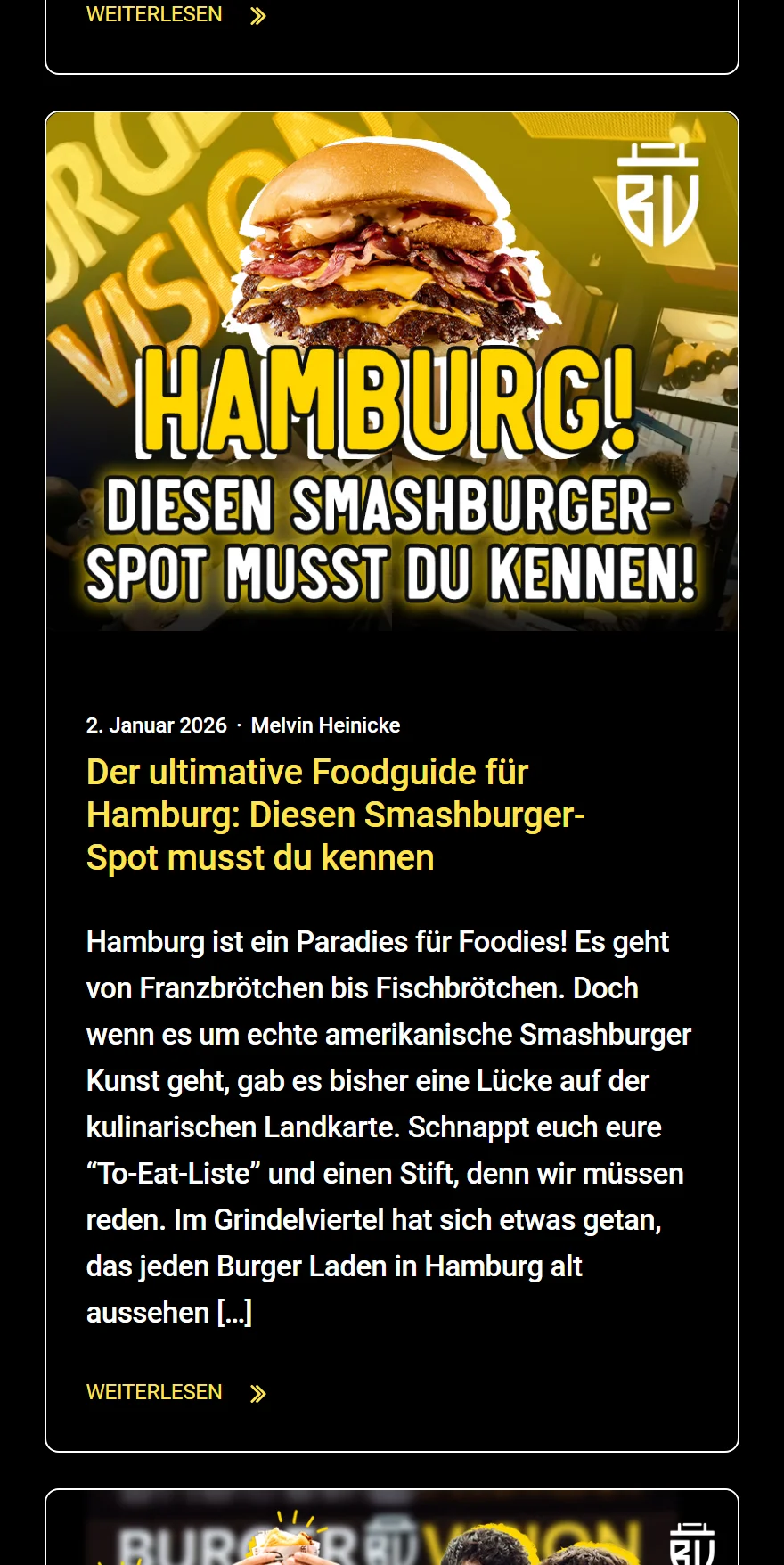 Website von BURGER VISION – Handyansicht: Der ultimative Foodguide für Hamburg: Diesen Smashburger-Spot musst du