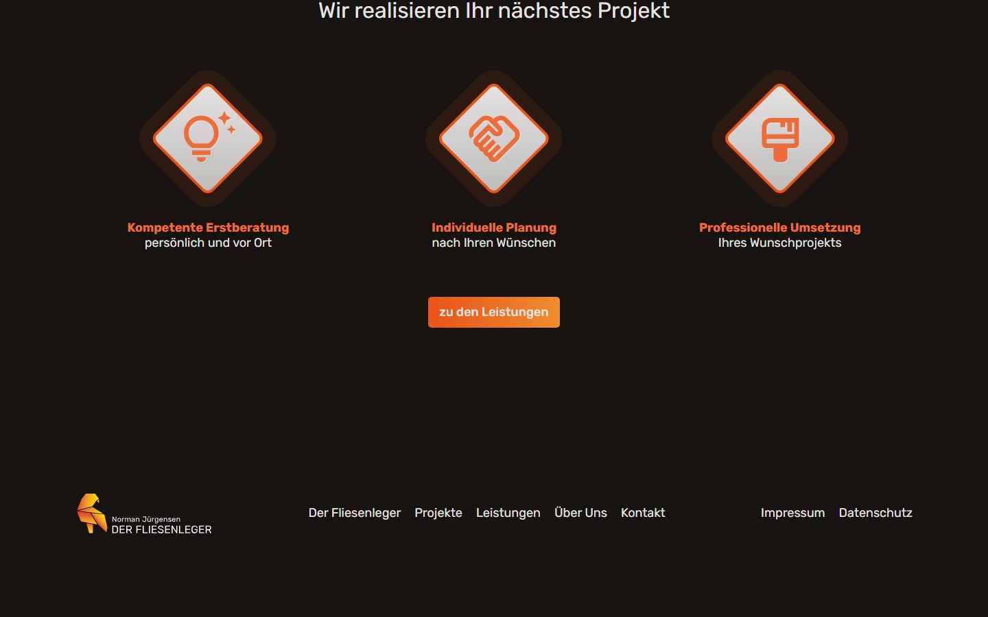 Website von Der Fliesenleger Berlin – Desktopansicht: Projekte