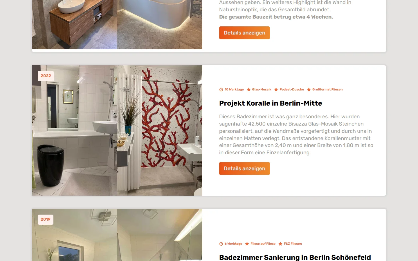Website von Der Fliesenleger Berlin – Desktopansicht: Projekt Koralle in Berlin-Mitte