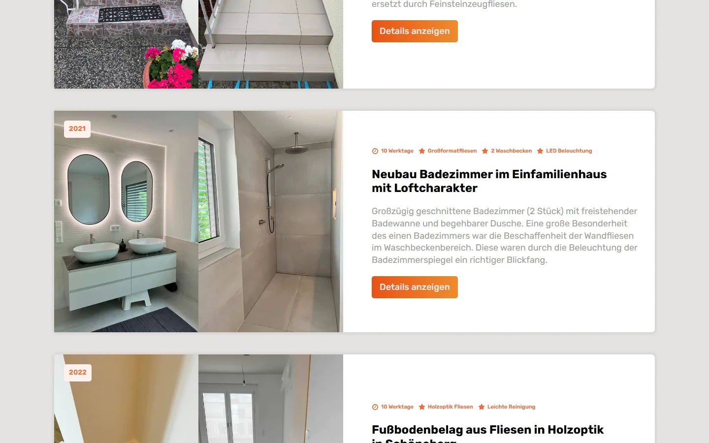 Website von Der Fliesenleger Berlin – Desktopansicht: Neubau Badezimmer im Einfamilienhaus mit Loftcharakter