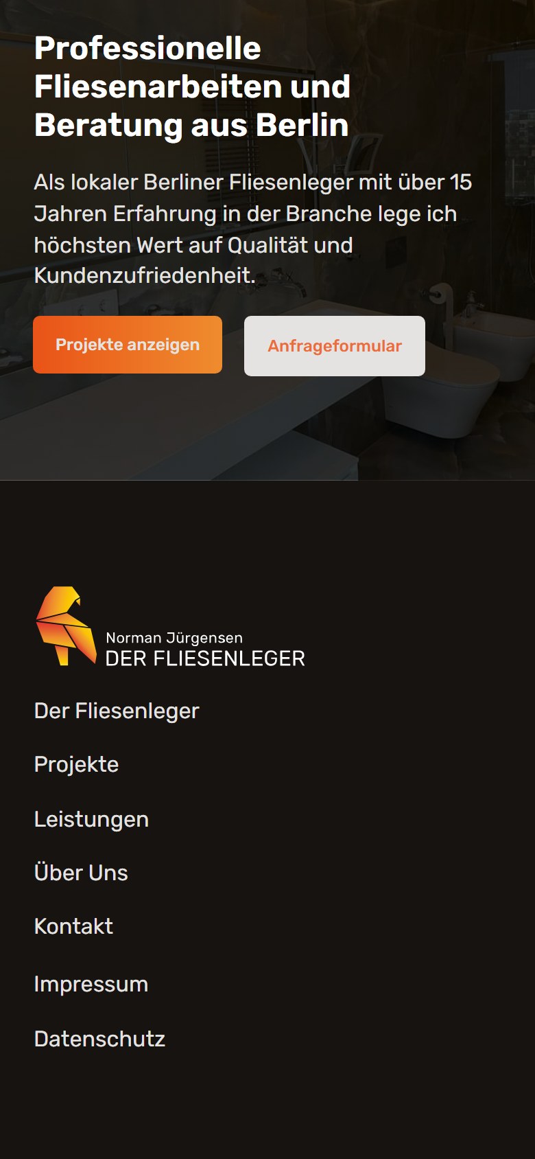 Website von Der Fliesenleger Berlin – Handyansicht