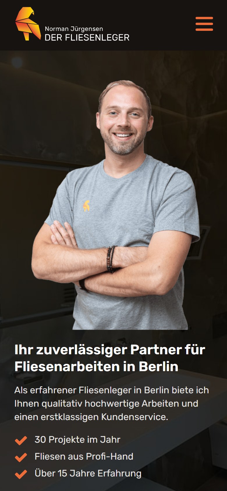Website von Der Fliesenleger Berlin – Handyansicht: Über Uns