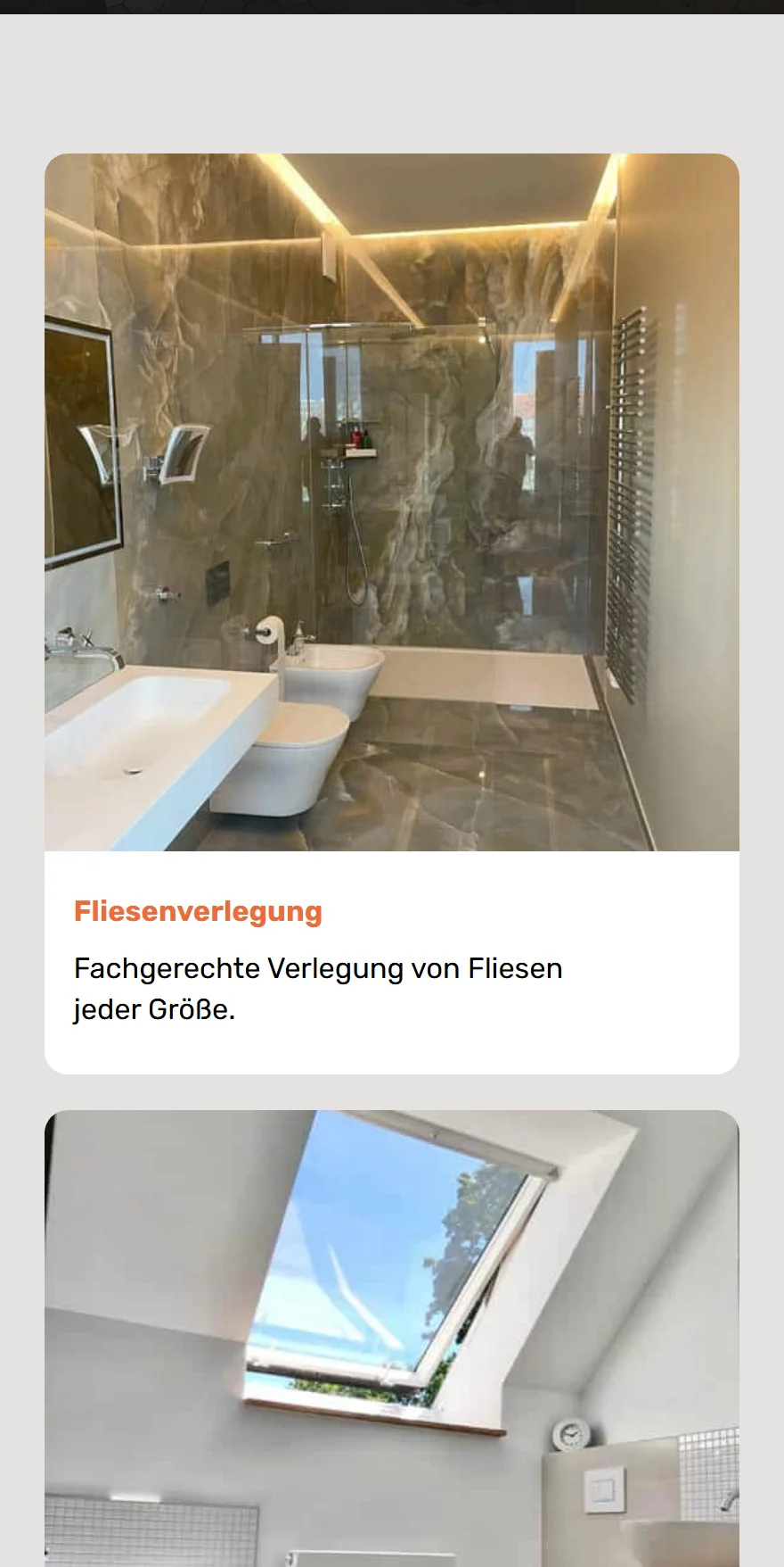 Website von Der Fliesenleger Berlin – Handyansicht: Fliesenverlegung