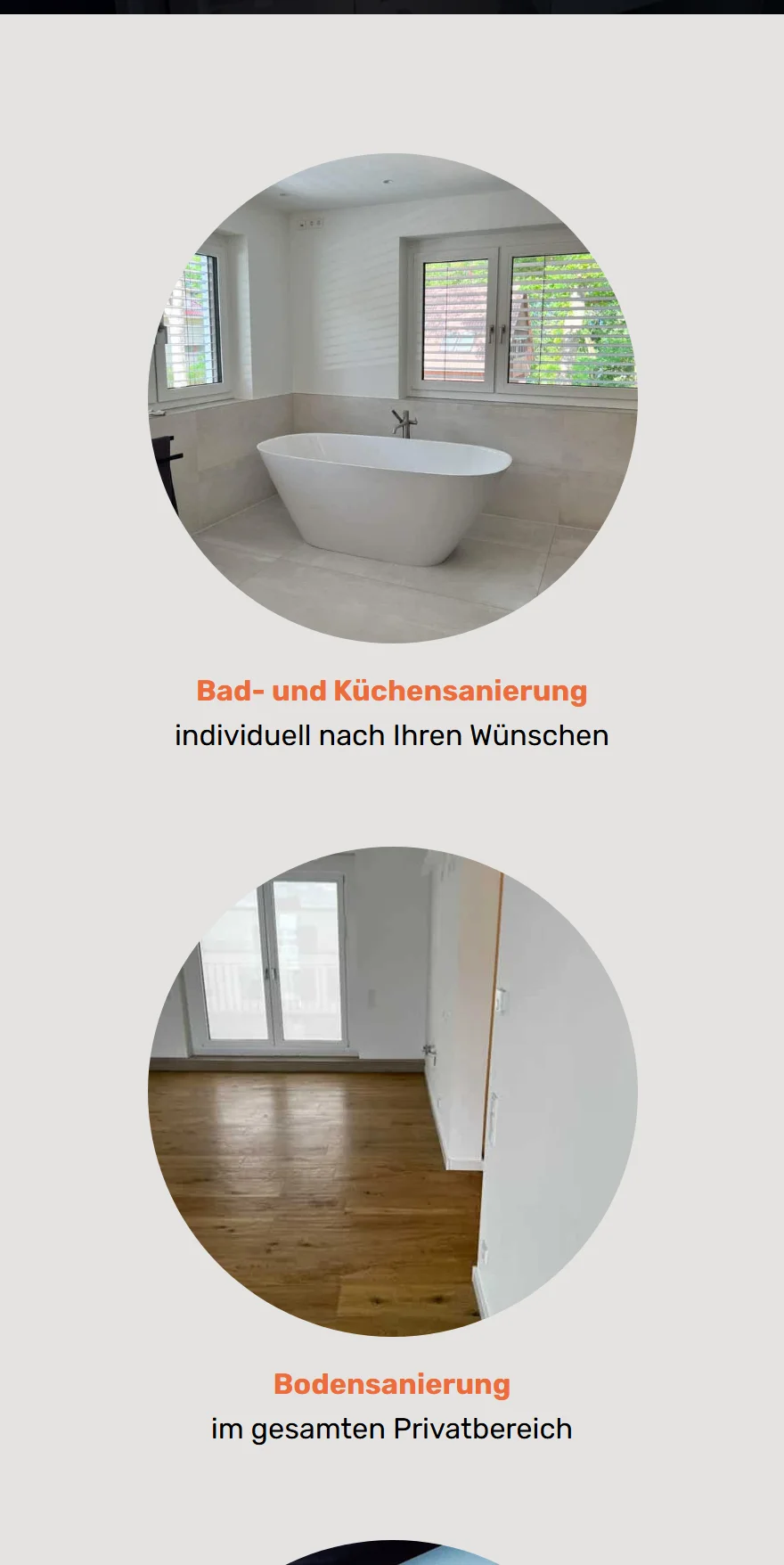 Website von Der Fliesenleger Berlin – Handyansicht: Bad- und Küchensanierung