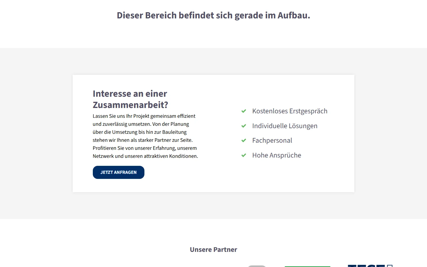 Website von DKK Gebäudetechnik GmbH – Desktopansicht: Interesse an einer Zusammenarbeit?