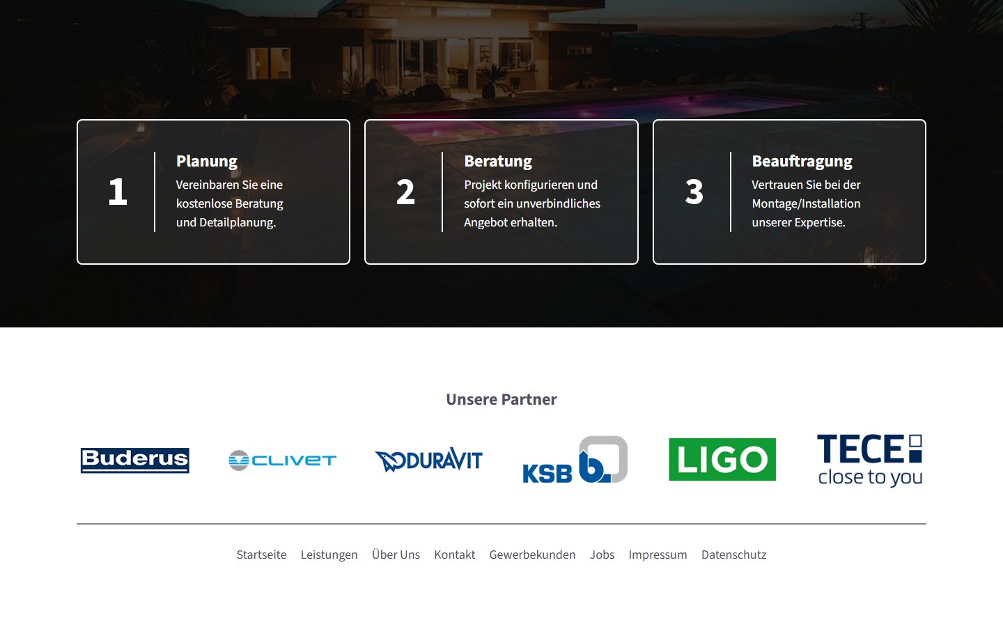 Website von DKK Gebäudetechnik GmbH – Desktopansicht: Über Uns