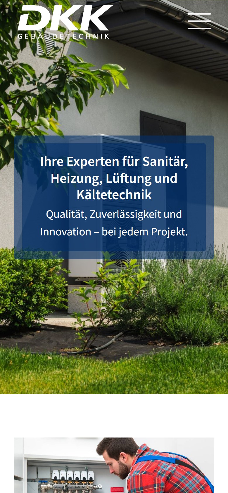 Website von DKK Gebäudetechnik GmbH – Handyansicht