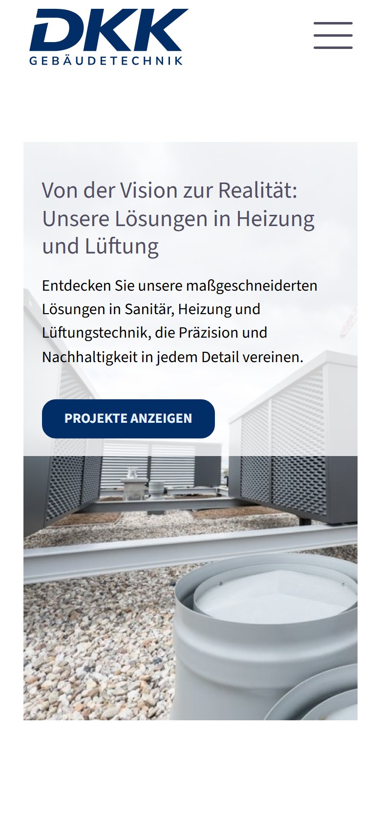 Website von DKK Gebäudetechnik GmbH – Handyansicht: Unsere Projekte