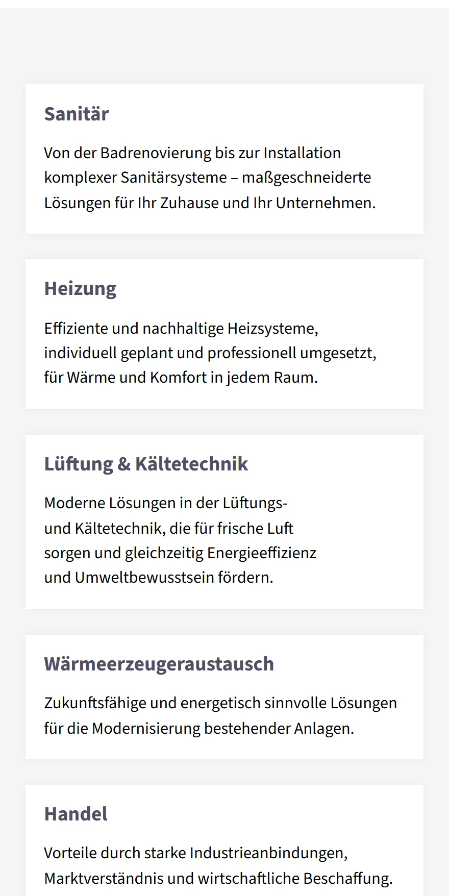 Website von DKK Gebäudetechnik GmbH – Handyansicht: Sanitär