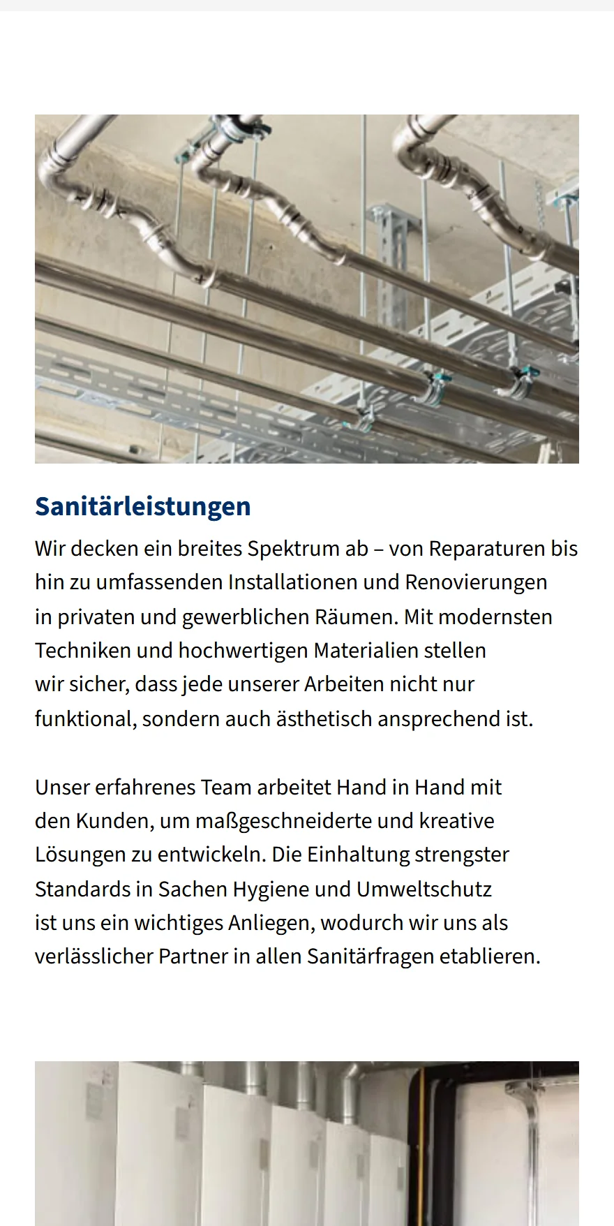 Website von DKK Gebäudetechnik GmbH – Handyansicht: Sanitärleistungen