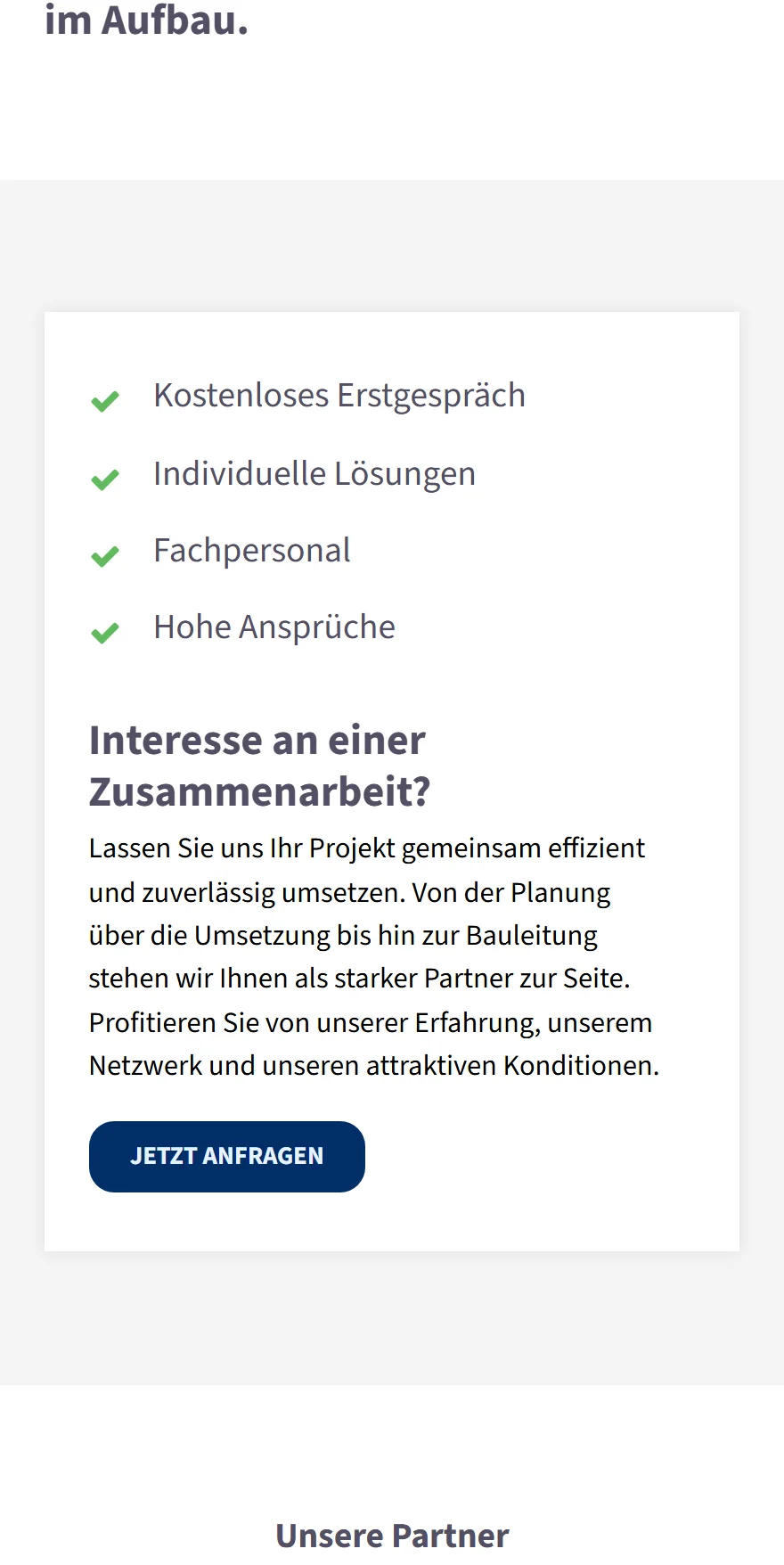 Website von DKK Gebäudetechnik GmbH – Handyansicht: Interesse an einer Zusammenarbeit?