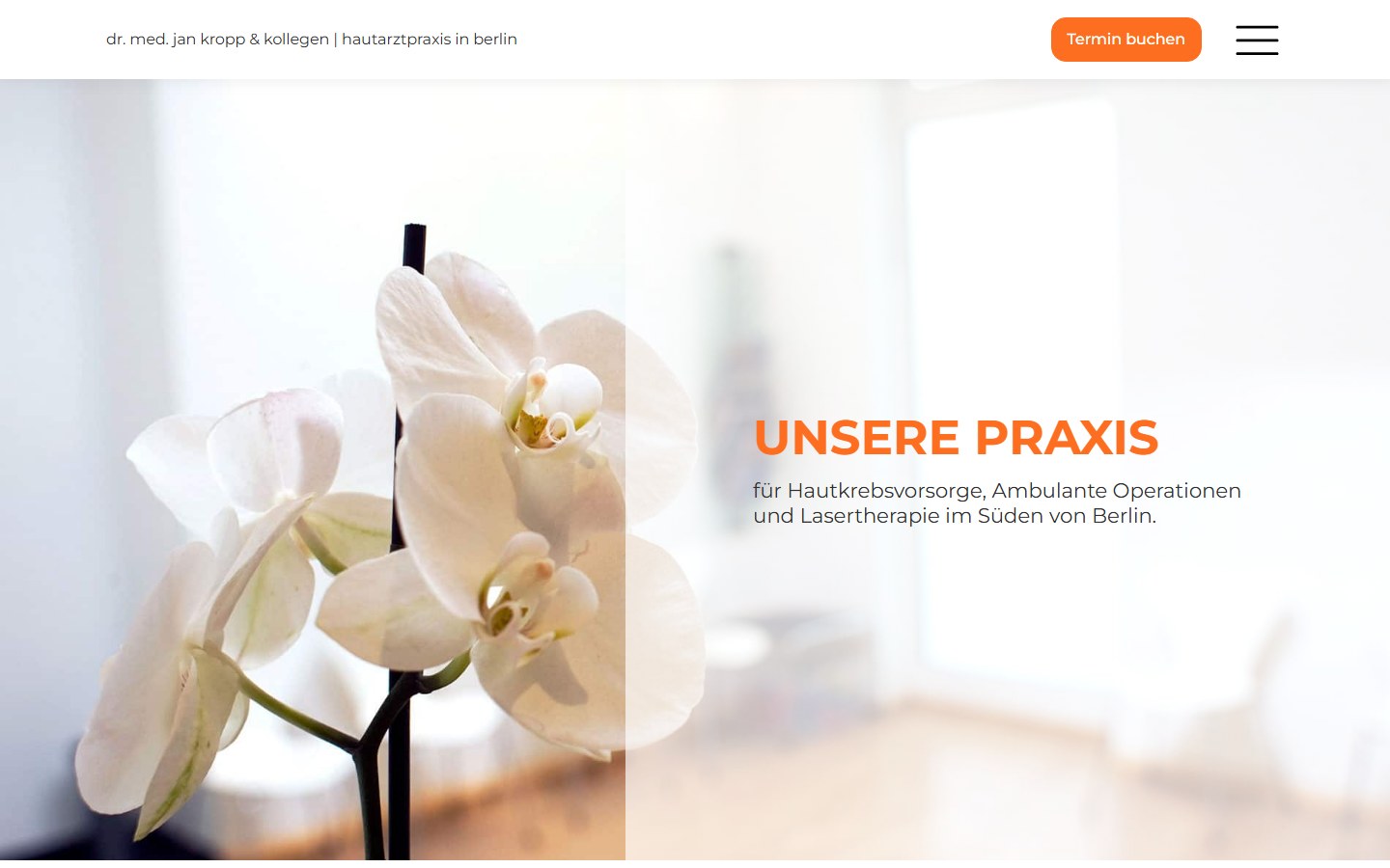 Website von Dr. med. Jan Kropp – Desktopansicht: Praxis