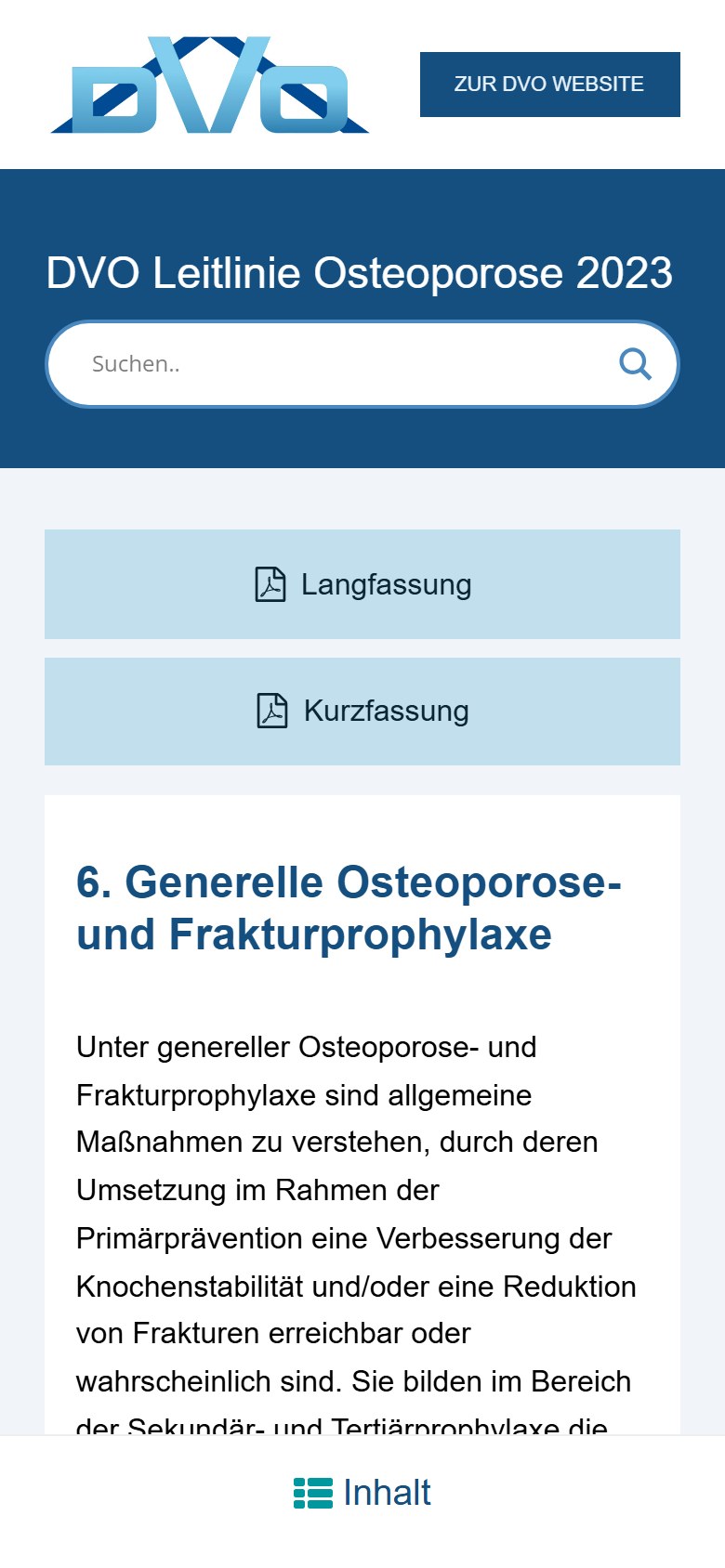 Website von DVO e.V. – Handyansicht: 6. Generelle Osteoporose- und Frakturprophylaxe